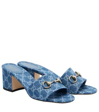 Gucci Horsebit GG denim sandals | Thumbnail 1