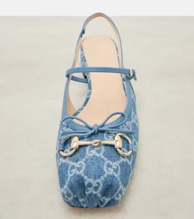 Gucci Horsebit GG denim slingback pumps | Thumbnail 2 Gucci Horsebit GG denim slingback pumps | Thumbnail 2