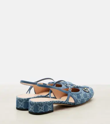 Gucci Horsebit GG denim slingback pumps | Thumbnail 4 Gucci Horsebit GG denim slingback pumps | Thumbnail 4