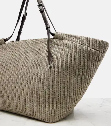 Brunello Cucinelli Leather-trimmed raffia tote bag | Thumbnail 2 Brunello Cucinelli Leather-trimmed raffia tote bag | Thumbnail 2
