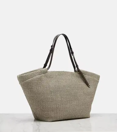 Brunello Cucinelli Leather-trimmed raffia tote bag | Thumbnail 3 Brunello Cucinelli Leather-trimmed raffia tote bag | Thumbnail 3