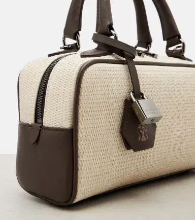 Brunello Cucinelli Leather-trimmed top-handle bag | Thumbnail 2 Brunello Cucinelli Leather-trimmed top-handle bag | Thumbnail 2