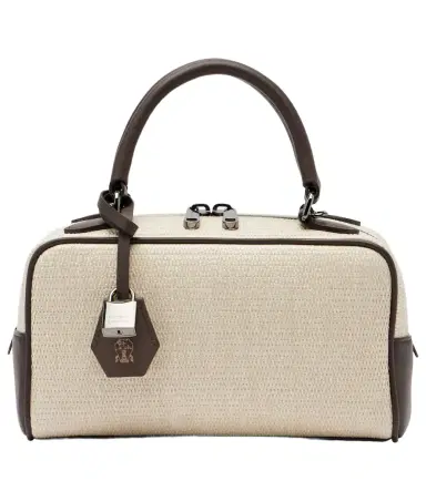 Brunello Cucinelli Leather-trimmed top-handle bag | Thumbnail 1 Brunello Cucinelli Leather-trimmed top-handle bag | Thumbnail 1