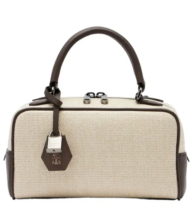 Brunello Cucinelli Leather-trimmed top-handle bag