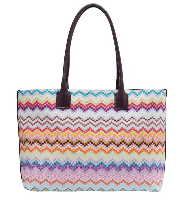 Missoni Zigzag leather-trimmed lamé tote bag