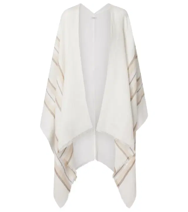 Brunello Cucinelli Striped linen, cashmere, and silk poncho
