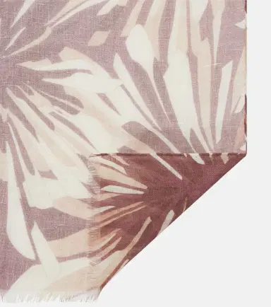 Brunello Cucinelli Floral linen scarf | Thumbnail 2 Brunello Cucinelli Floral linen scarf | Thumbnail 2