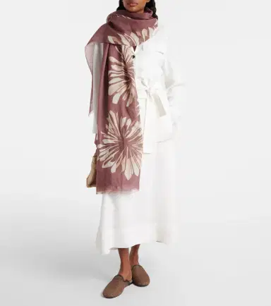 Brunello Cucinelli Floral linen scarf | Thumbnail 5 Brunello Cucinelli Floral linen scarf | Thumbnail 5