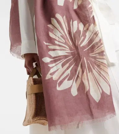 Brunello Cucinelli Floral linen scarf | Thumbnail 6 Brunello Cucinelli Floral linen scarf | Thumbnail 6