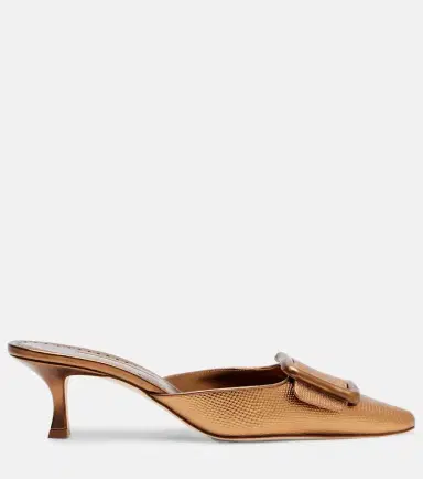 Manolo Blahnik Maysale 50 metallic leather mules | Thumbnail 2 Manolo Blahnik Maysale 50 metallic leather mules | Thumbnail 2