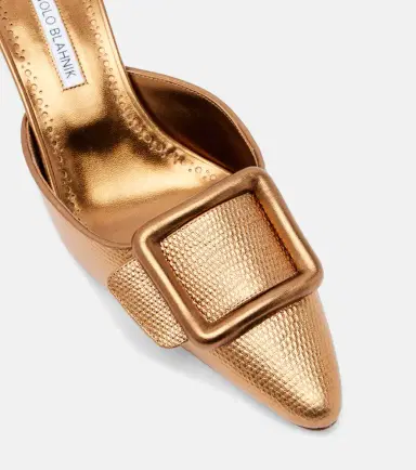Manolo Blahnik Maysale 50 metallic leather mules | Thumbnail 3 Manolo Blahnik Maysale 50 metallic leather mules | Thumbnail 3