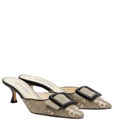 Manolo Blahnik Maysale 50 snake-effect leather mules | Thumbnail 1 Manolo Blahnik Maysale 50 snake-effect leather mules | Thumbnail 1