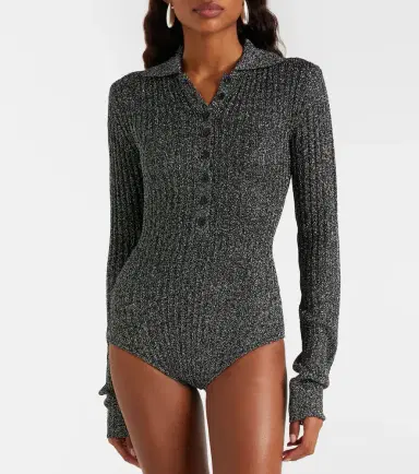 The Frankie Shop Solana knitted lamé bodysuit | Thumbnail 4
