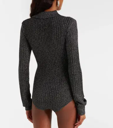 The Frankie Shop Solana knitted lamé bodysuit | Thumbnail 5