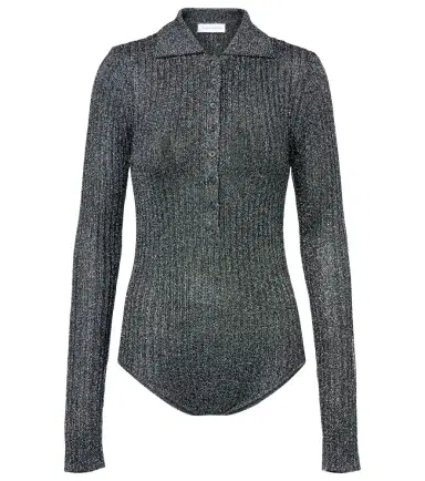 The Frankie Shop Solana knitted lamé bodysuit | Thumbnail 1