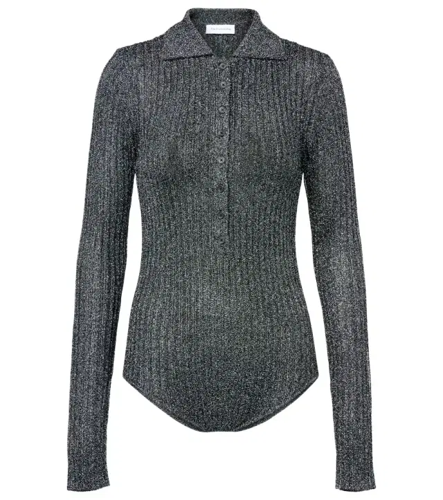 The Frankie Shop Solana knitted lamé bodysuit