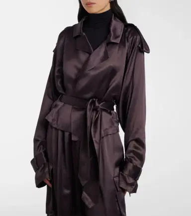 The Frankie Shop Simona cropped satin trench coat | Thumbnail 4