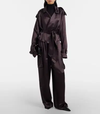 The Frankie Shop Simona cropped satin trench coat | Thumbnail 5