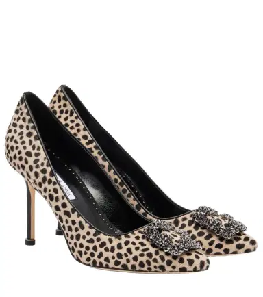 Manolo Blahnik Hangisi 90 leopard-print calf hair pumps | Thumbnail 1 Manolo Blahnik Hangisi 90 leopard-print calf hair pumps | Thumbnail 1