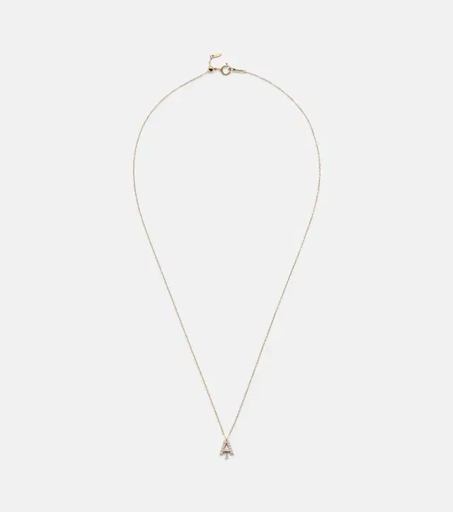 Persee Persée Alphabet A 18kt gold necklace with diamonds