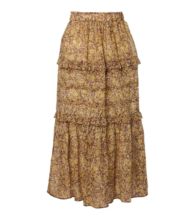 Marant Etoile Volumia floral cotton tiered maxi skirt