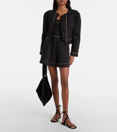Marant Étoile Vania embellished cropped cotton jacket | Thumbnail 4 Marant Étoile Vania embellished cropped cotton jacket | Thumbnail 4