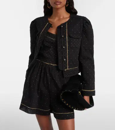 Marant Étoile Vania embellished cropped cotton jacket | Thumbnail 6 Marant Étoile Vania embellished cropped cotton jacket | Thumbnail 6