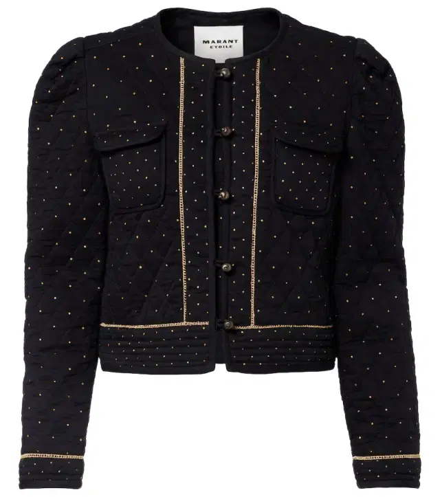 Marant Etoile Vania embellished cropped cotton jacket