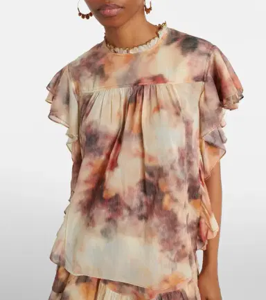 Marant Étoile Daliyane printed ruffled cotton top | Thumbnail 3