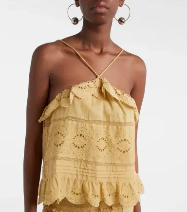 Marant Étoile Embroidered ruffled halterneck cotton top | Thumbnail 4 Marant Étoile Embroidered ruffled halterneck cotton top | Thumbnail 4