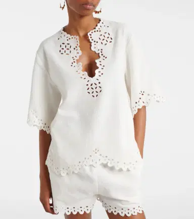 Marant Étoile Shana embroidered cotton top | Thumbnail 3