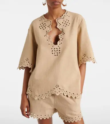 Marant Étoile Shana embroidered cotton top | Thumbnail 3