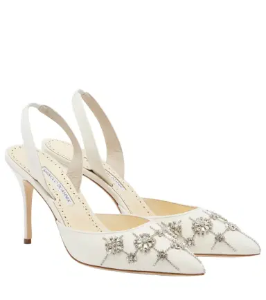 Manolo Blahnik Ralyne 90 crêpe de chine slingback pumps | Thumbnail 1