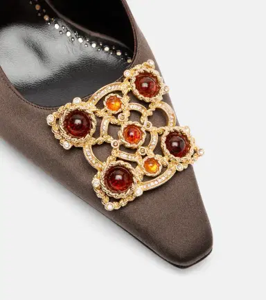 Manolo Blahnik Cupida 70 embellished satin slingback pumps | Thumbnail 2