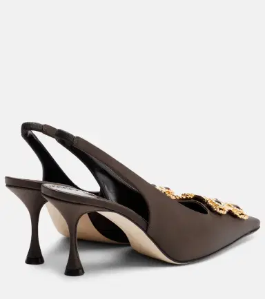 Manolo Blahnik Cupida 70 embellished satin slingback pumps | Thumbnail 3