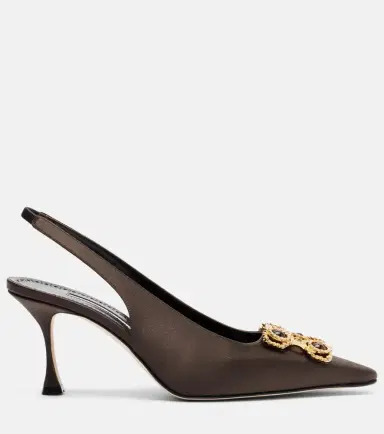 Manolo Blahnik Cupida 70 embellished satin slingback pumps | Thumbnail 4