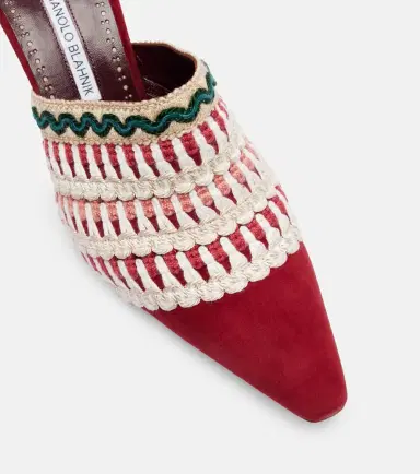 Manolo Blahnik Alo 70 embroidered suede mules | Thumbnail 3