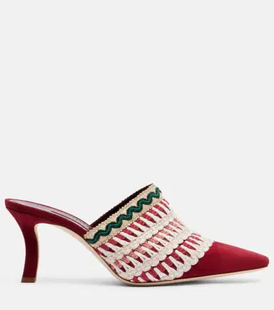 Manolo Blahnik Alo 70 embroidered suede mules | Thumbnail 4