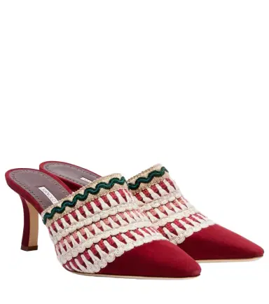 Manolo Blahnik Alo 70 embroidered suede mules | Thumbnail 1
