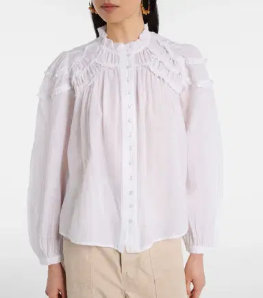 Marant Étoile Christa ruffled cotton-blend blouse | Thumbnail 4 Marant Étoile Christa ruffled cotton-blend blouse | Thumbnail 4