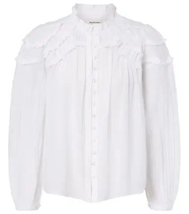 Marant Étoile Christa ruffled cotton-blend blouse | Thumbnail 1 Marant Étoile Christa ruffled cotton-blend blouse | Thumbnail 1