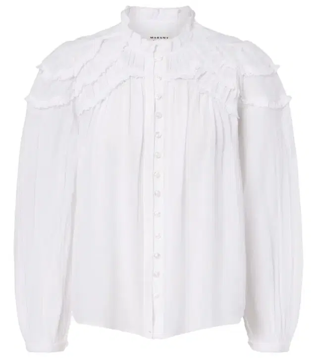 Christa ruffled cotton-blend blouse
