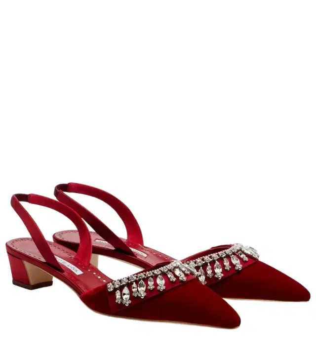 Bequila 30 embellished velvet slingback pumps