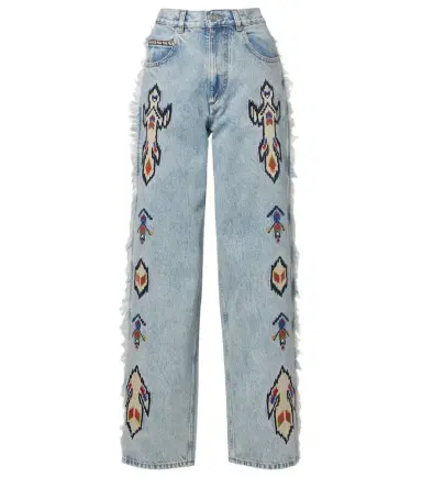 Marant Étoile Maella embroidered fringed straight jeans | Thumbnail 1 Marant Étoile Maella embroidered fringed straight jeans | Thumbnail 1