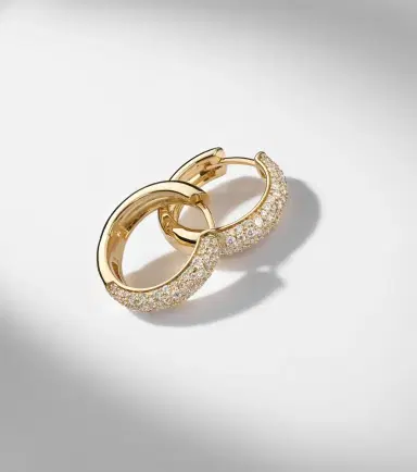 STONE AND STRAND Keepsake 14kt gold huggie earrings with diamonds | Thumbnail 3