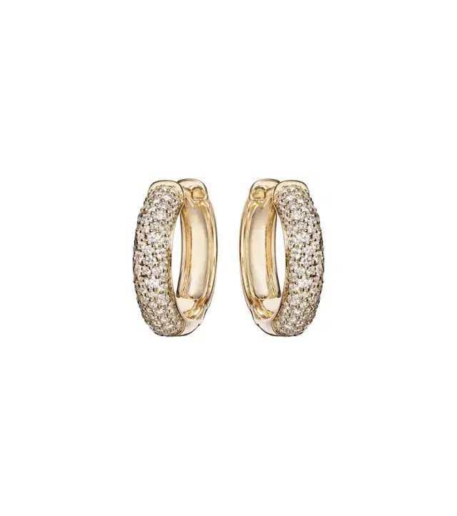 Stone and Strand Keepsake 14kt gold huggie earrings with diamonds