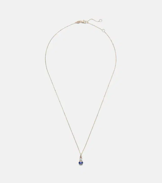 Full Volume 14kt gold necklace with sapphire and diamond