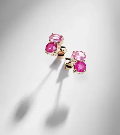 Stone and Strand 14kt gold earrings with rubies and pink sapphires | Thumbnail 5