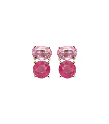 Stone and Strand 14kt gold earrings with rubies and pink sapphires | Thumbnail 1
