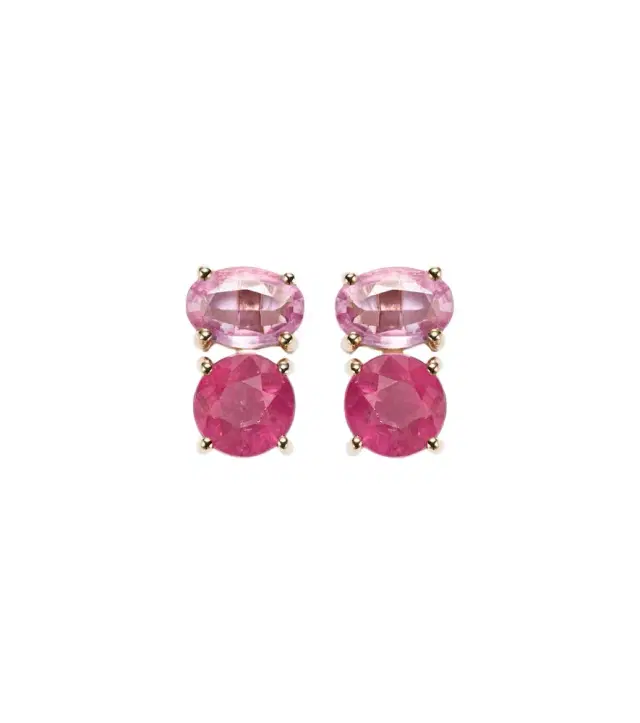 14kt gold earrings with rubies and pink sapphires